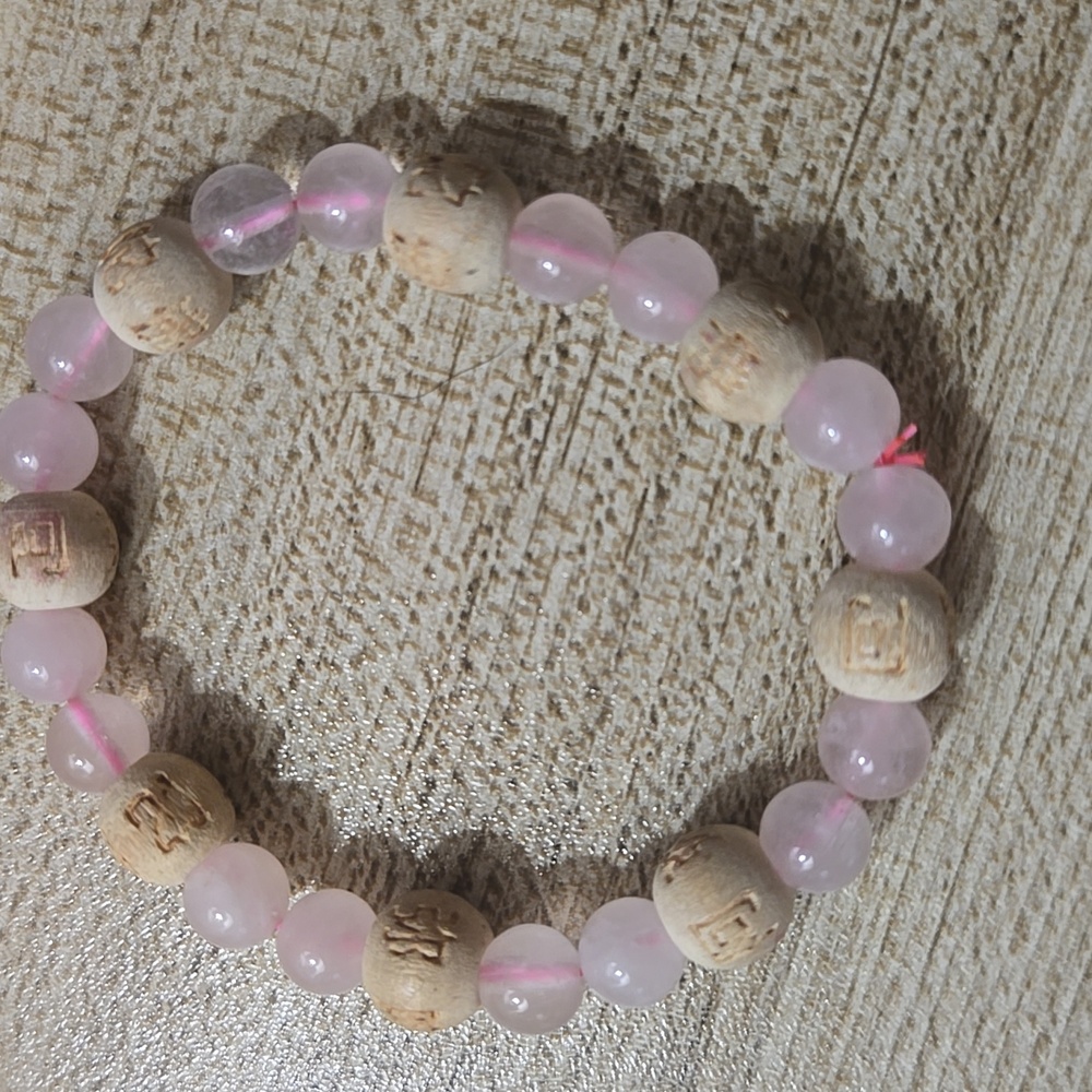 Lucky Karma Beads Rose Quartz Love Bracelet W Wooden Beads 💫